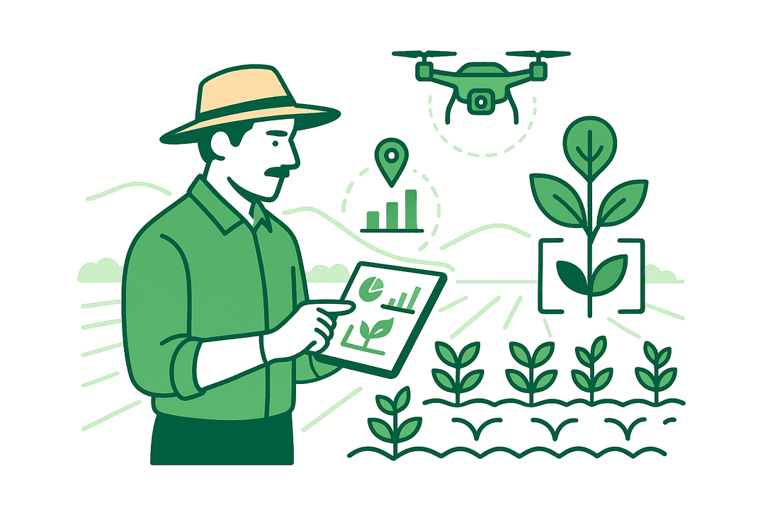 Farmer using digital tools for smart agriculture